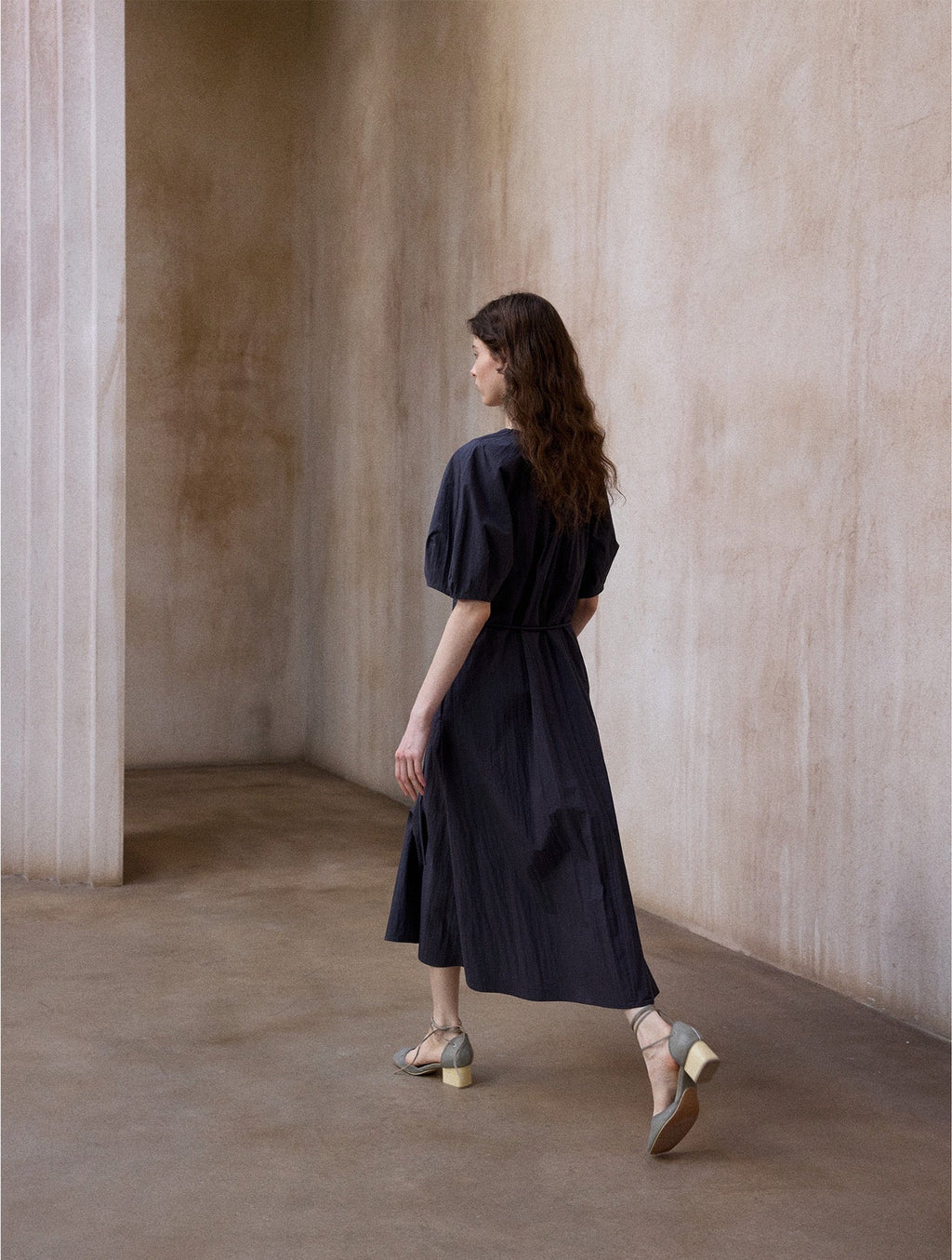 Tranquil | Short-Sleeve Cotton Midi Dress