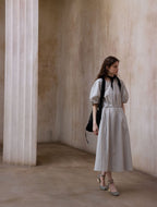 Tranquil | Short-Sleeve Cotton Midi Dress