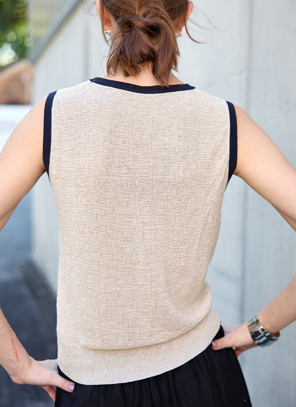 Linen-Blend Knitted Tank Top | Pearl