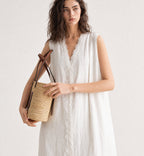 Wind | Lace-Trimmed Linen Midi Dress