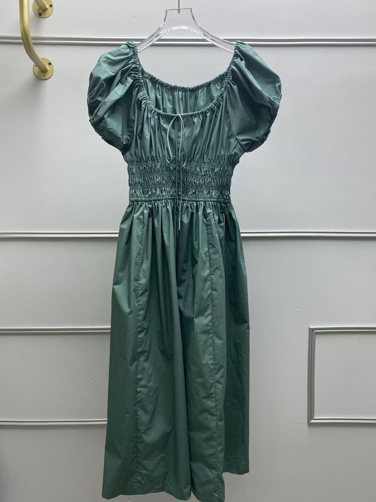 French-Inspired Tie-Front Smocked Midi Dress | Pure Grace