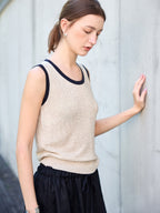 Linen-Blend Knitted Tank Top | Pearl