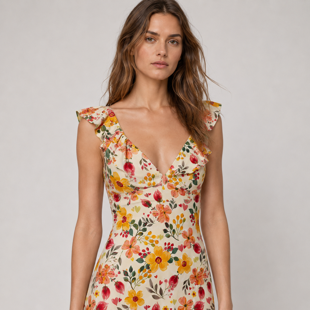 Wildflower | Cotton Printed Midi Dress | exclusive print