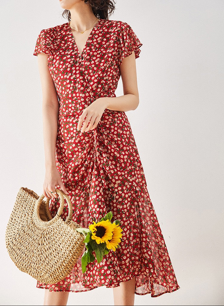 French-Inspired Fishtail Midi Tea Dress | Cherry
