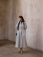 Tranquil | Short-Sleeve Cotton Midi Dress
