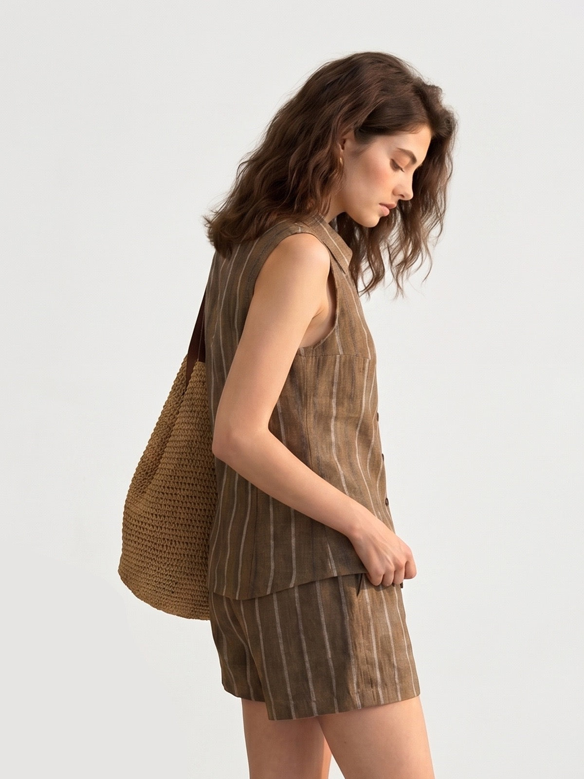 Forest | Casual Linen Vest & Shorts Set