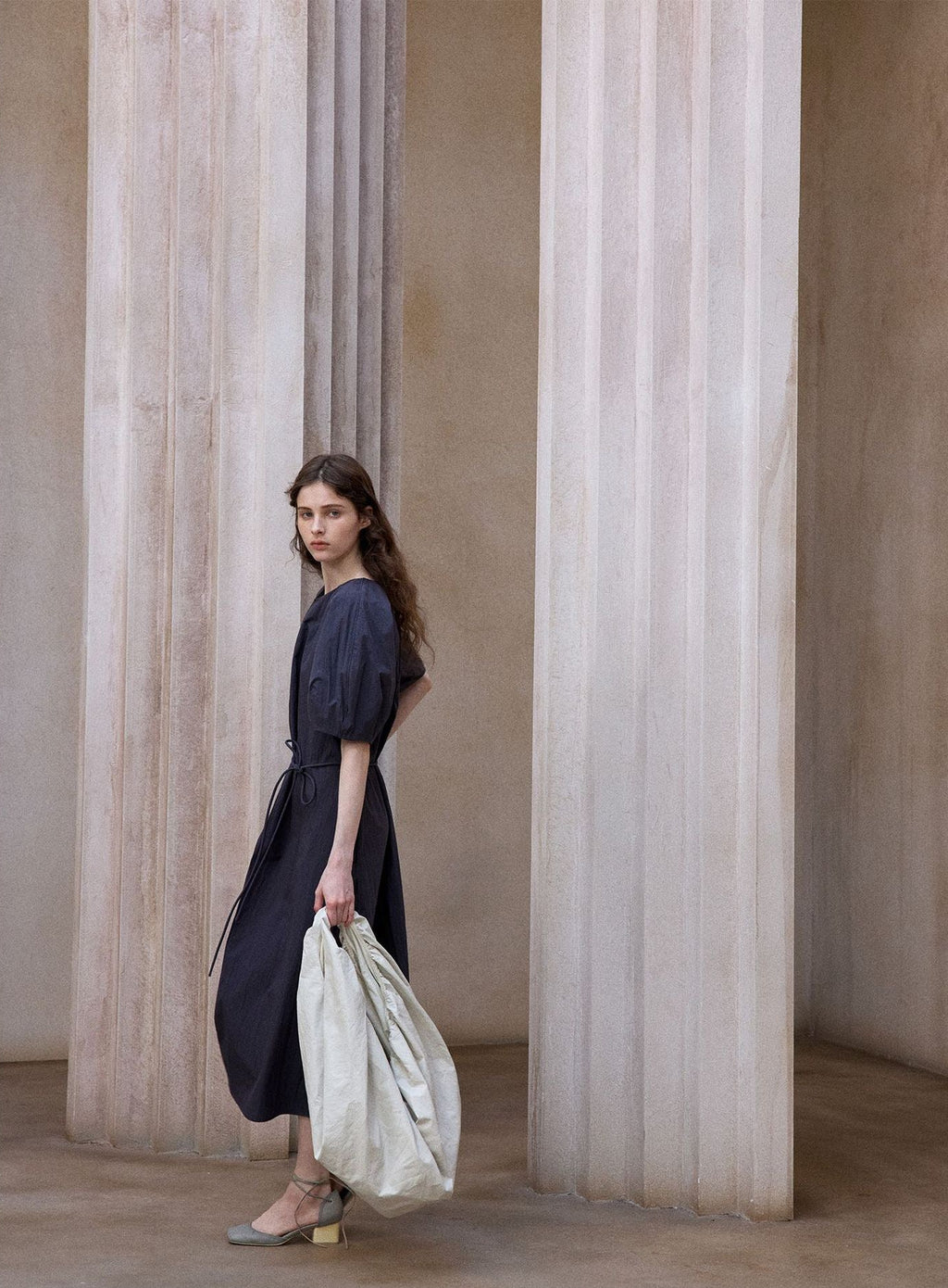 Tranquil | Short-Sleeve Cotton Midi Dress