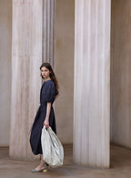 Tranquil | Short-Sleeve Cotton Midi Dress