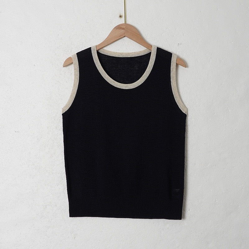 Linen-Blend Knitted Tank Top | Pearl