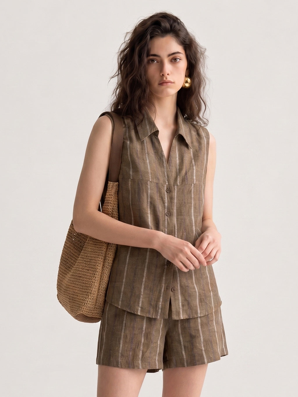 Forest | Casual Linen Vest & Shorts Set