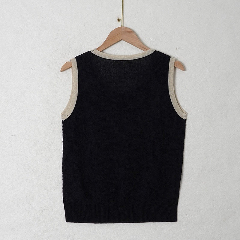 Linen-Blend Knitted Tank Top | Pearl