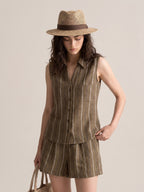 Forest | Casual Linen Vest & Shorts Set