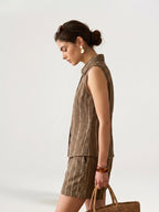 Forest | Casual Linen Vest & Shorts Set