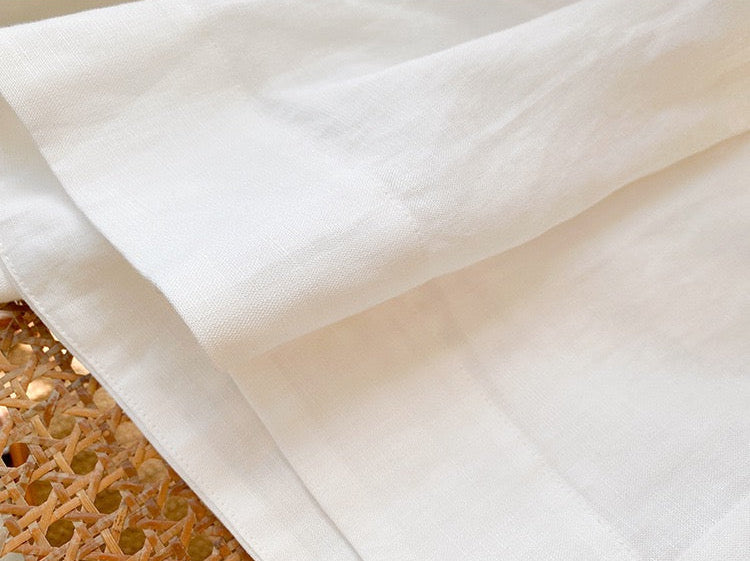 Linen-Blend Eyelet Embroidered Set | White tea