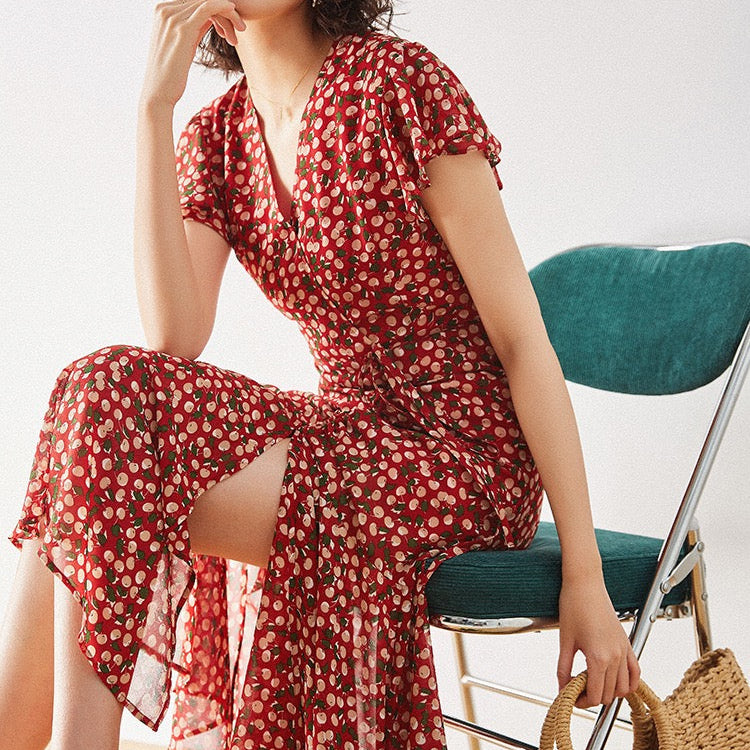 French-Inspired Fishtail Midi Tea Dress | Cherry