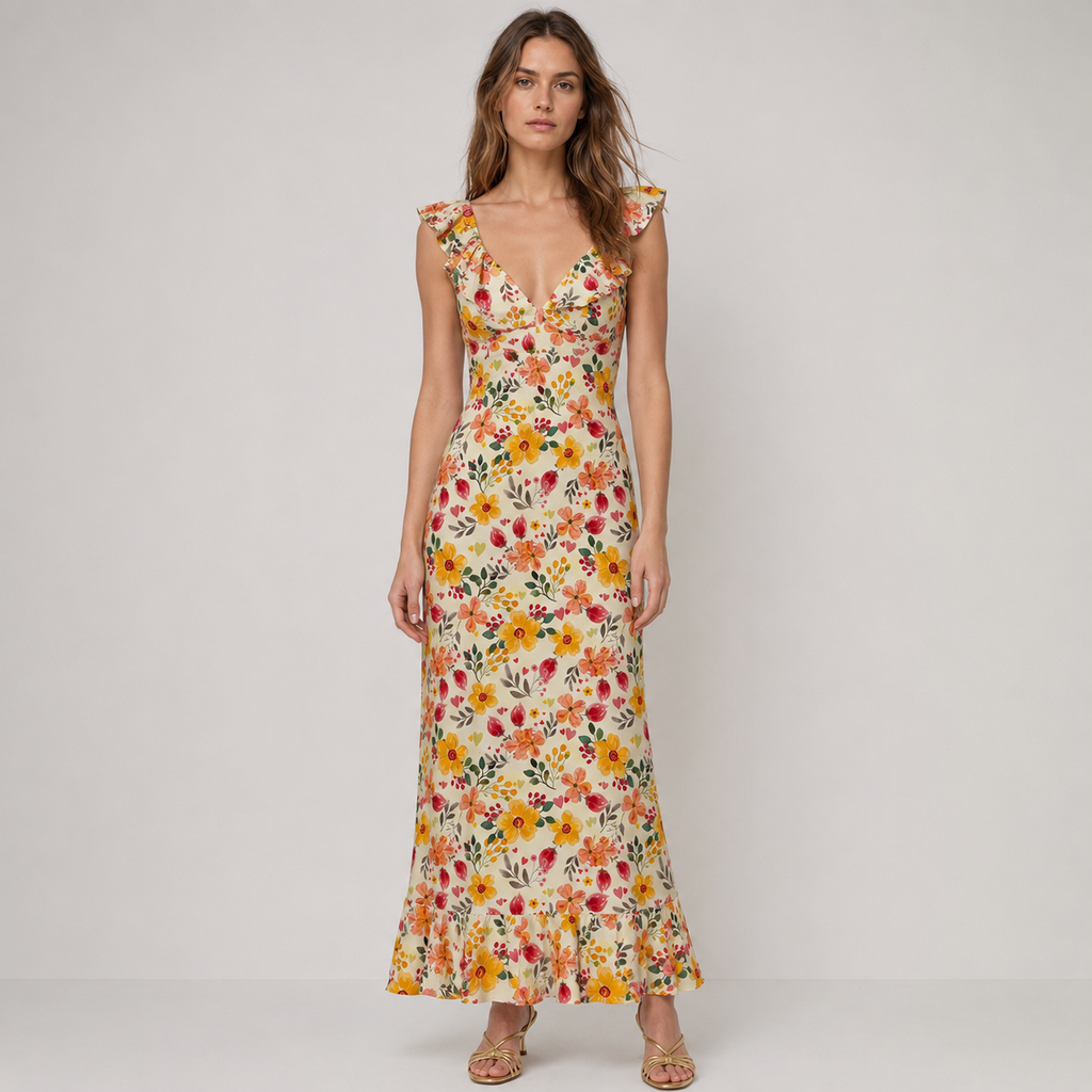Wildflower | Cotton Printed Midi Dress | exclusive print