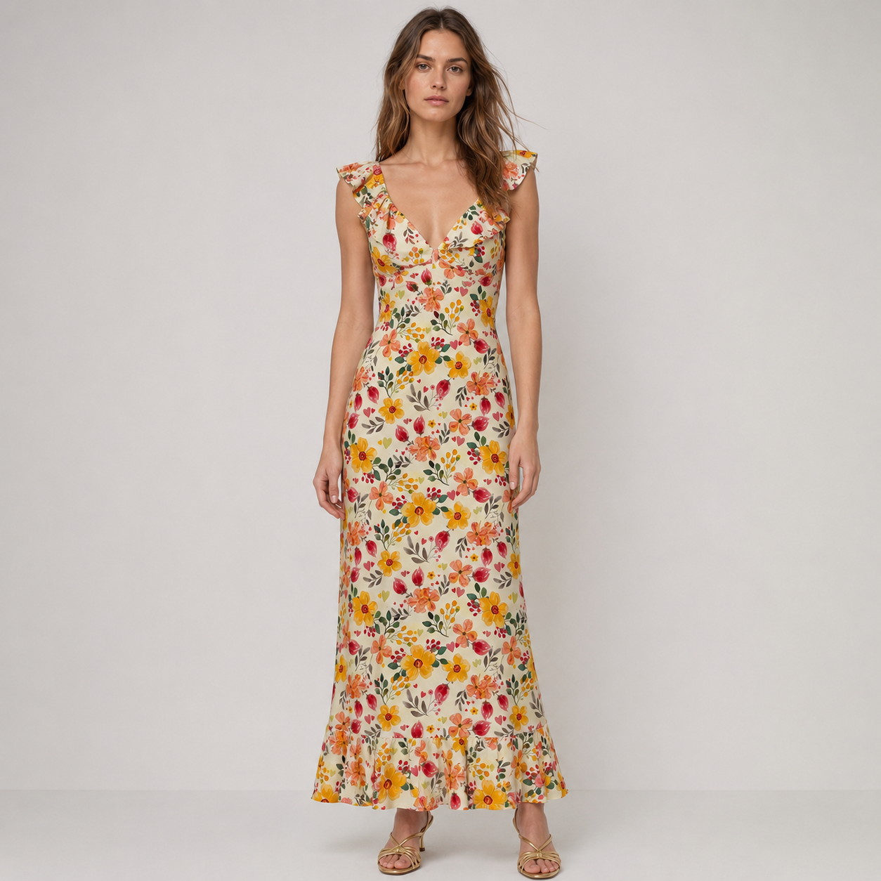Wildflower | Cotton Printed Midi Dress | exclusive print