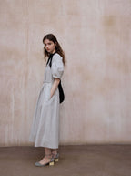 Tranquil | Short-Sleeve Cotton Midi Dress