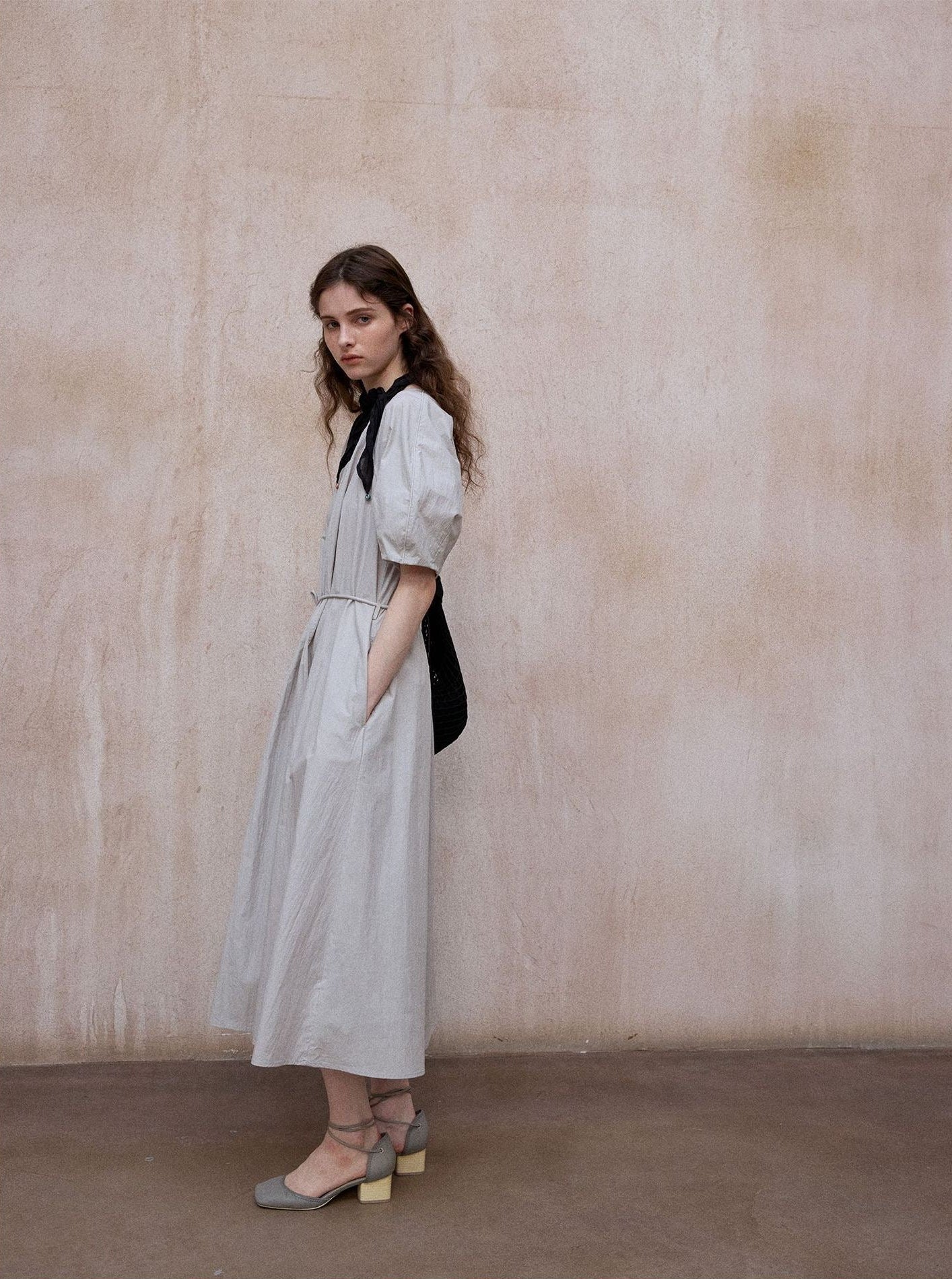 Tranquil | Short-Sleeve Cotton Midi Dress