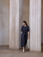 Tranquil | Short-Sleeve Cotton Midi Dress