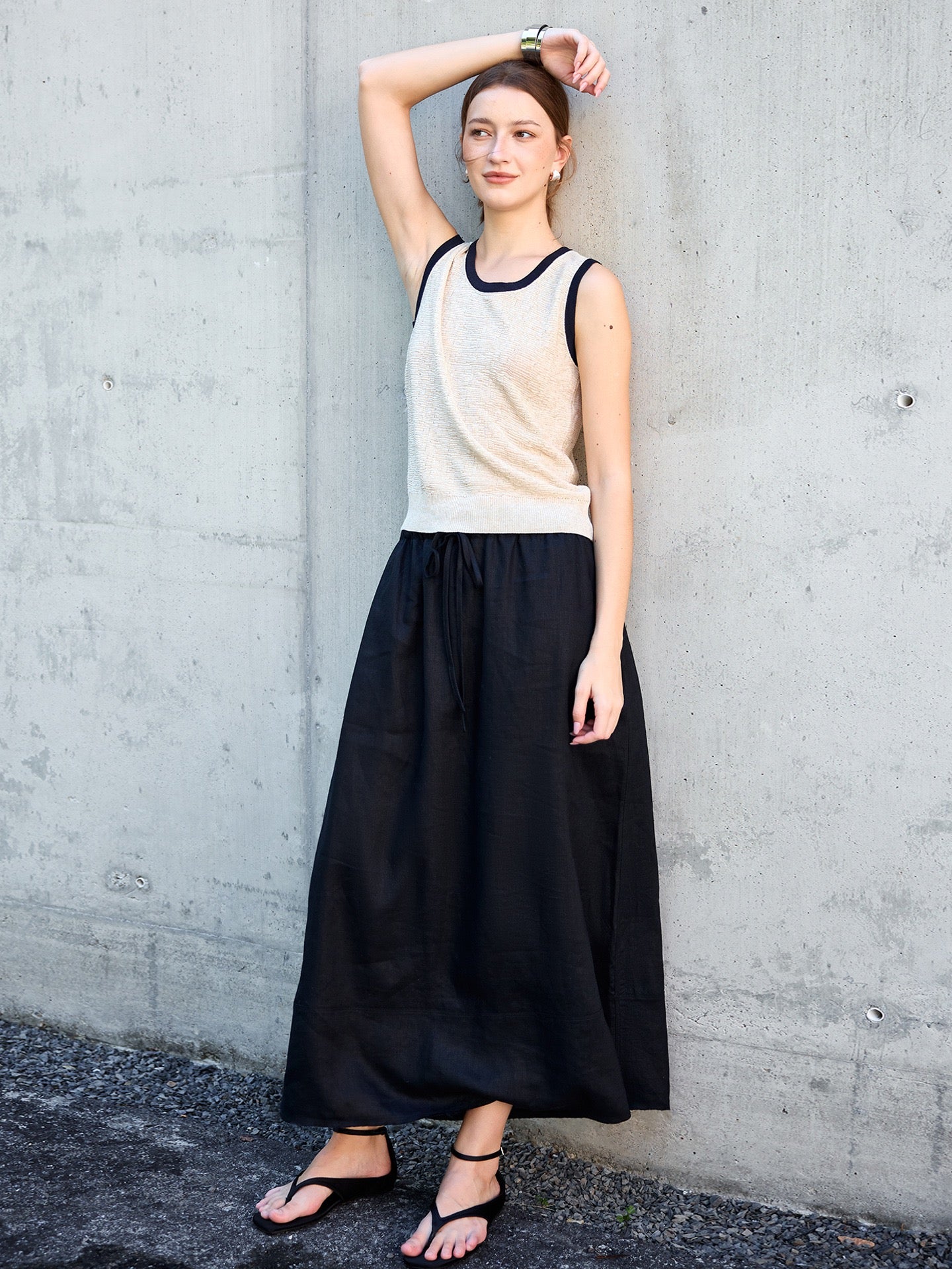 Linen-Blend Knitted Tank Top | Pearl
