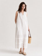 Wind | Lace-Trimmed Linen Midi Dress