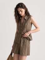 Forest | Casual Linen Vest & Shorts Set