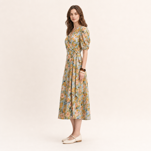Flower | Cotton Printed Midi Dress | exclusive print