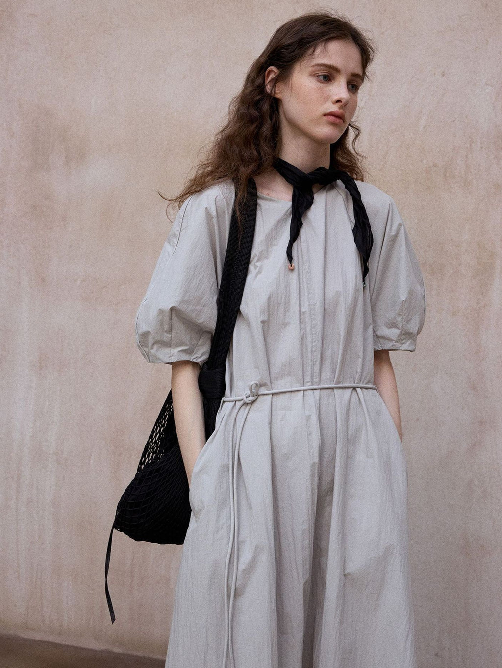 Tranquil | Short-Sleeve Cotton Midi Dress
