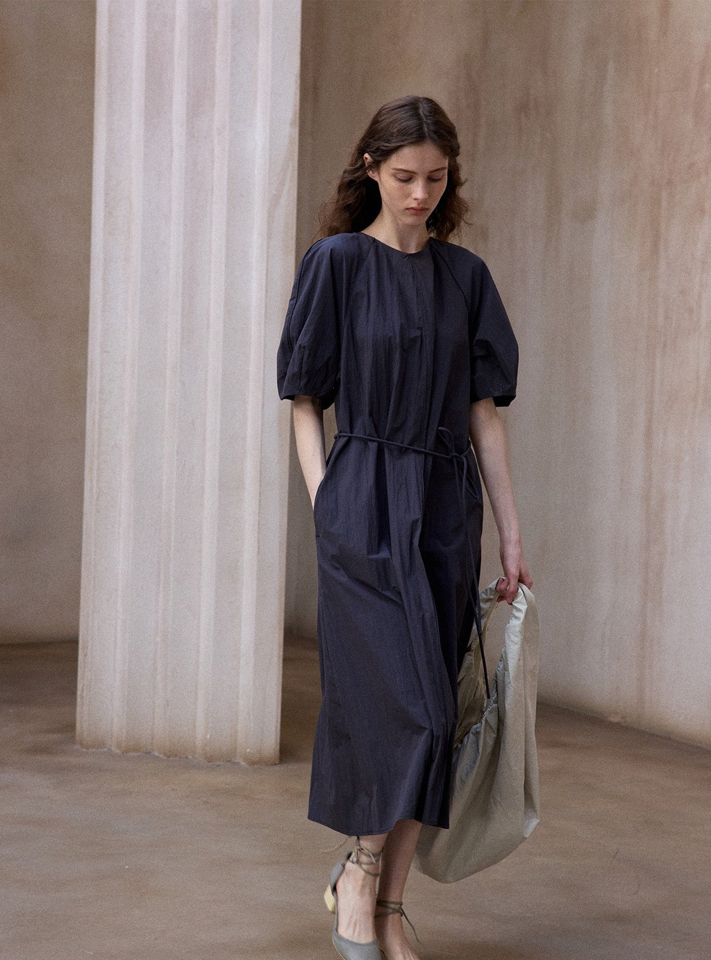 Tranquil | Short-Sleeve Cotton Midi Dress