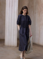 Tranquil | Short-Sleeve Cotton Midi Dress