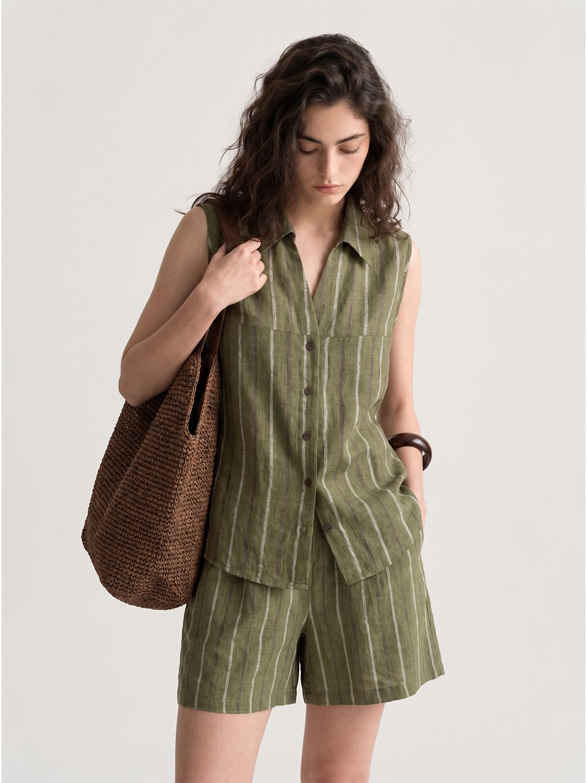 Forest | Casual Linen Vest & Shorts Set