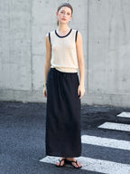 Linen-Blend Knitted Tank Top | Pearl