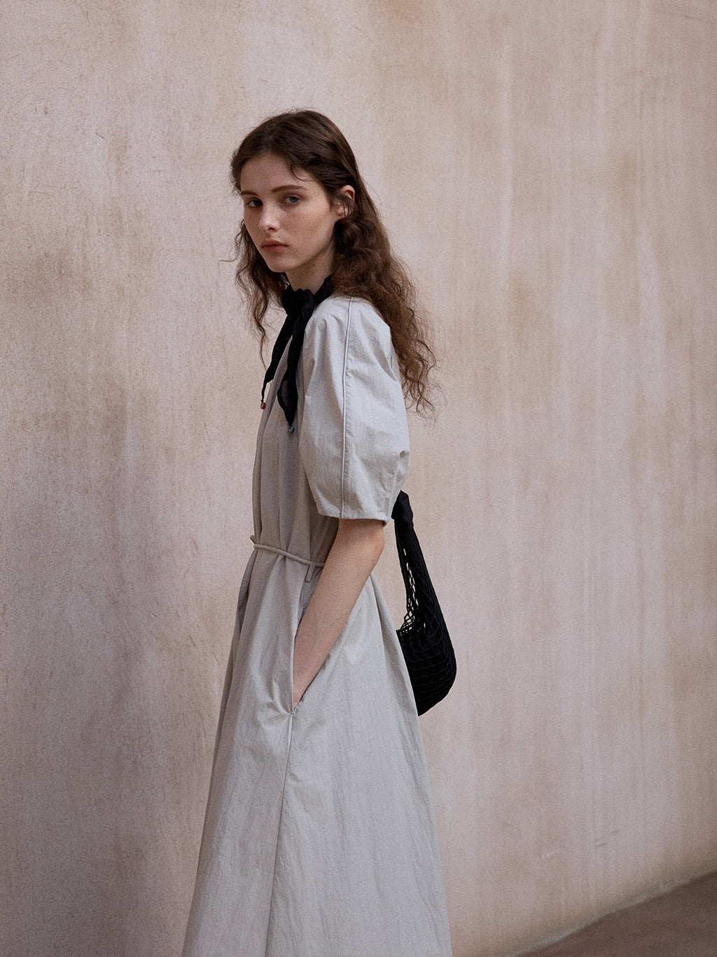 Tranquil | Short-Sleeve Cotton Midi Dress