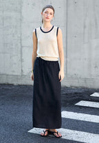 Linen-Blend Knitted Tank Top | Pearl