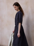 Tranquil | Short-Sleeve Cotton Midi Dress