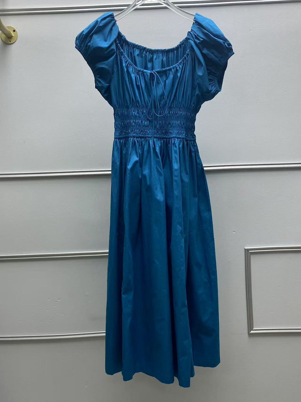 French-Inspired Tie-Front Smocked Midi Dress | Pure Grace