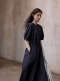Tranquil | Short-Sleeve Cotton Midi Dress