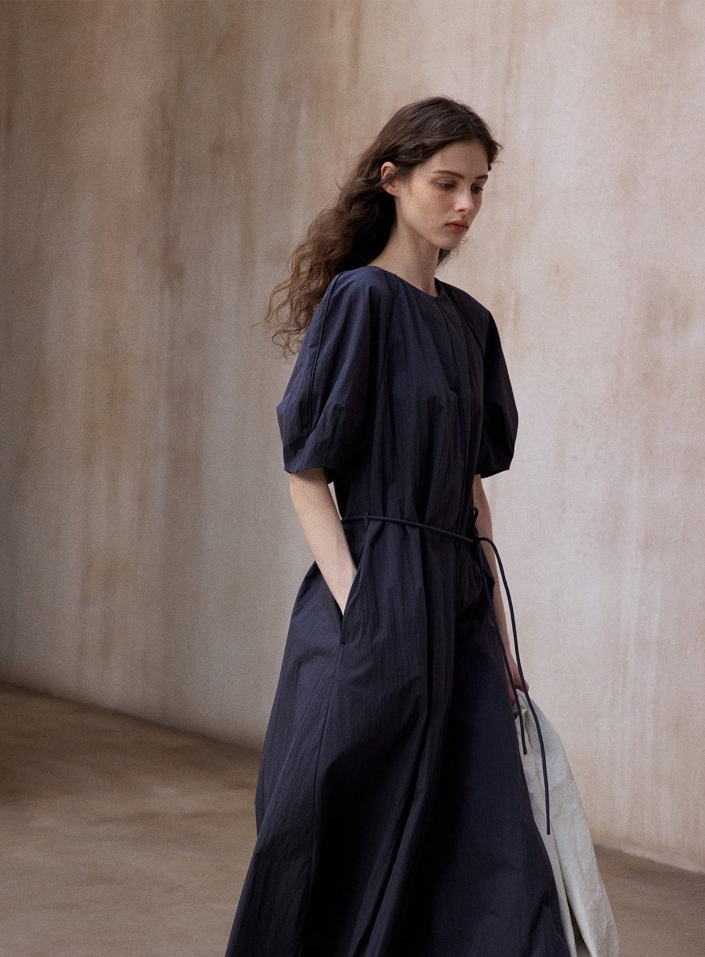 Tranquil | Short-Sleeve Cotton Midi Dress