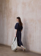 Tranquil | Short-Sleeve Cotton Midi Dress