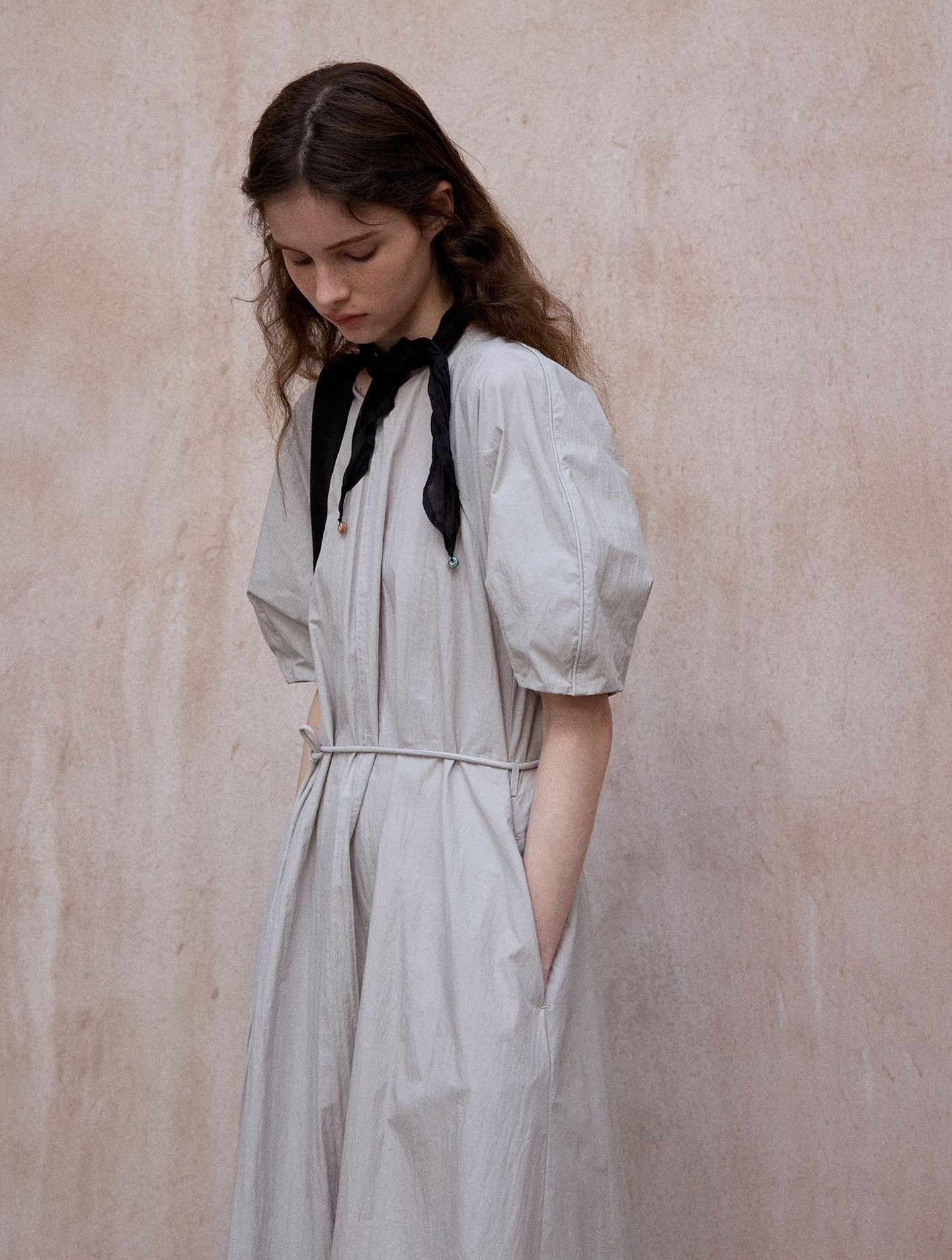 Tranquil | Short-Sleeve Cotton Midi Dress