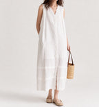Wind | Lace-Trimmed Linen Midi Dress