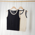 Linen-Blend Knitted Tank Top | Pearl