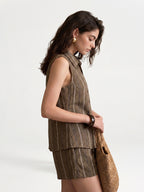 Forest | Casual Linen Vest & Shorts Set