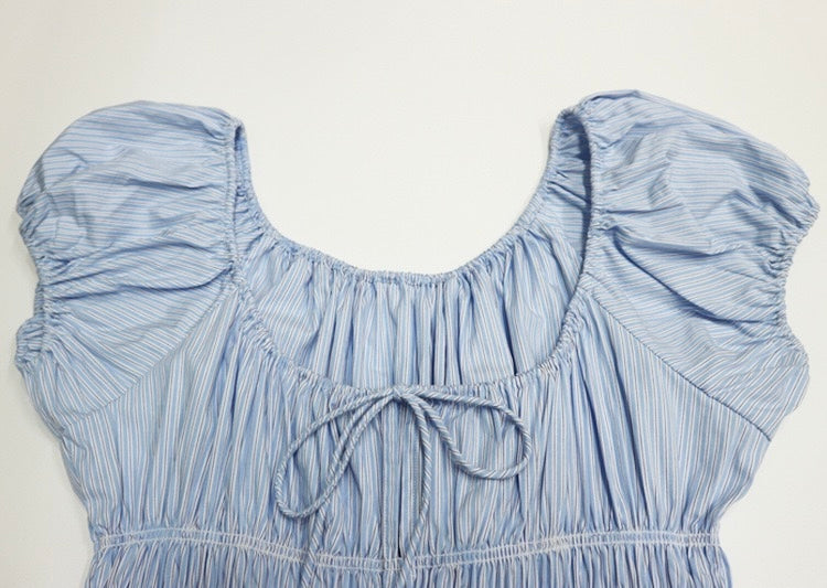 Blue Striped Midi Dress｜Coastal Breeze