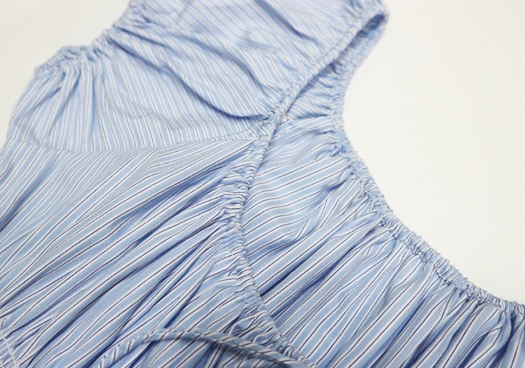 Blue Striped Midi Dress｜Coastal Breeze