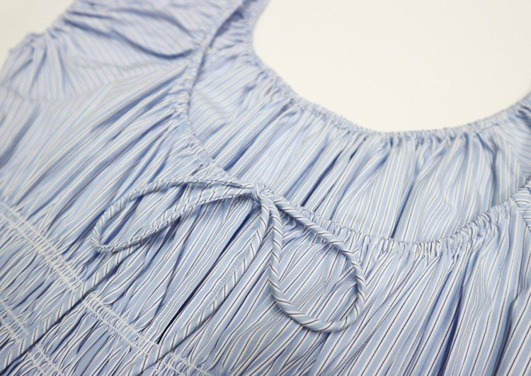 Blue Striped Midi Dress｜Coastal Breeze