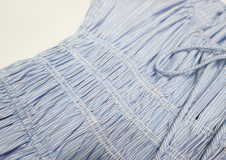 Blue Striped Midi Dress｜Coastal Breeze