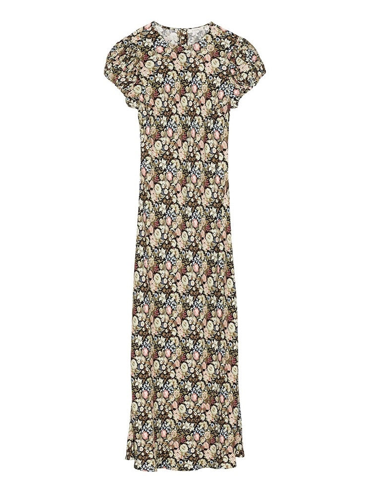 Printed Fitted Maxi Dress｜Vintage Bloom