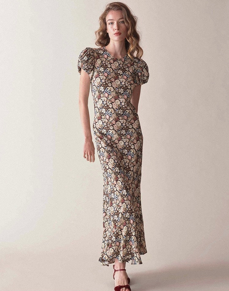 Printed Fitted Maxi Dress｜Vintage Bloom
